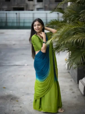 PURE MODAL SILK PEACOCK SHADED SAREE
