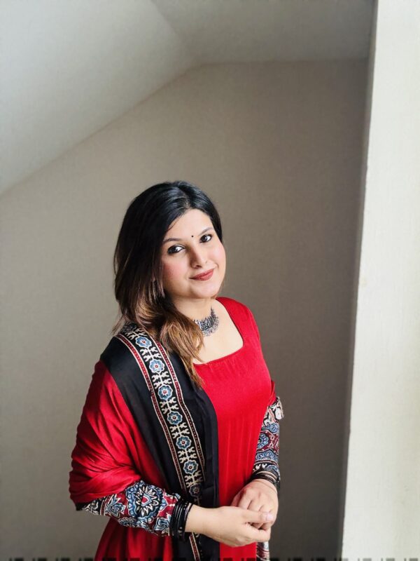 PURE MODAL SILK HANDBLOCK SALWAR SUITE-RED - Image 2