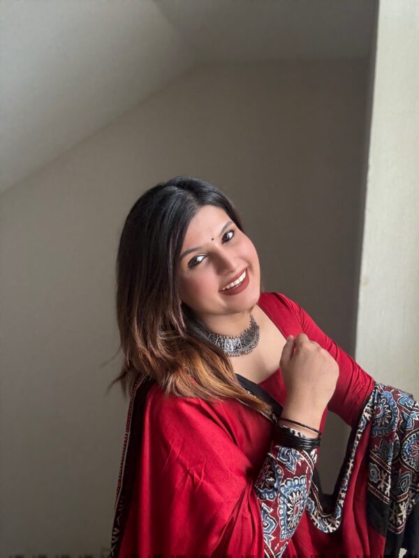 PURE MODAL SILK HANDBLOCK SALWAR SUITE-RED - Image 3