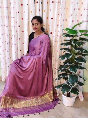 PURE MODAL SILK  SAREE  PLAIN