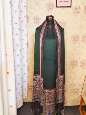 PURE MODAL SILK HANDBLOCK SALWAR SUITE-BGREEN