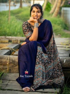 PURE MODAL SILK HANDBLOCK SAREE
