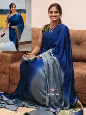 PURE MODAL SILK BLUE -GRAY SHADED SAREE MANJU WARRIOR INSPIRED
