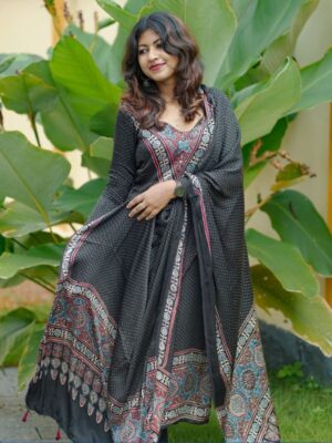 PURE MODAL SILK HANDBLOCK SALWAR SUITE