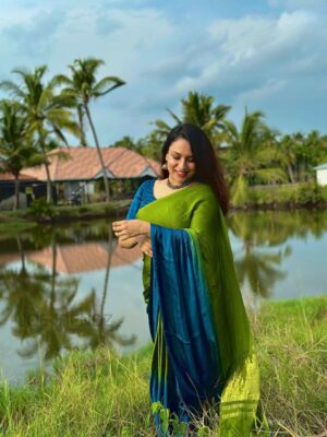 PURE MODAL SILK PEACOCK SHADED SAREE
