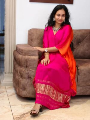KAFTAN ORANGE AND PINK SHADED