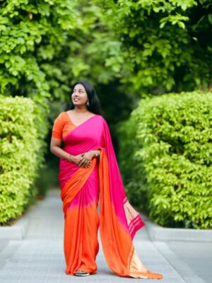 PURE MODAL SILK MANJATHA -ORANGE SHADED SAREE