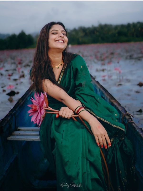 PURE MAHESWARI COTTON SILK HANDLOOM SAREE-AKHILA GREEN - Image 6