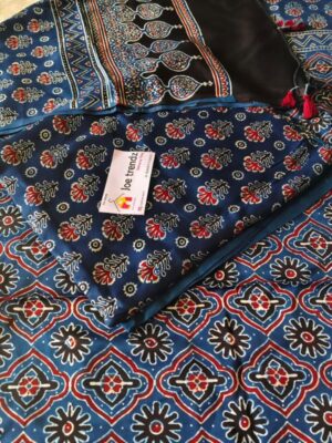 PURE MODAL SILK HANDBLOCK SALWAR SUITE (BLUE)