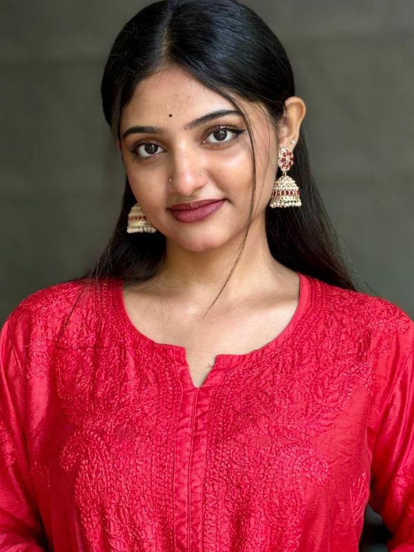 CHIKANKARI chanderi3D WORK-RED SHADE TOP - Image 2