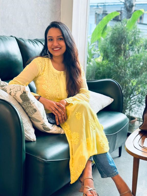 CHIKANKARI Viscose Georgette 3D work-YELLOW top
