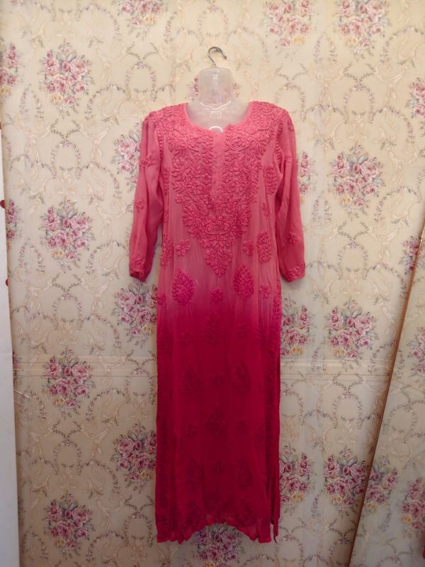 CHIKANKARI Viscose Georgette 6D work shaded top