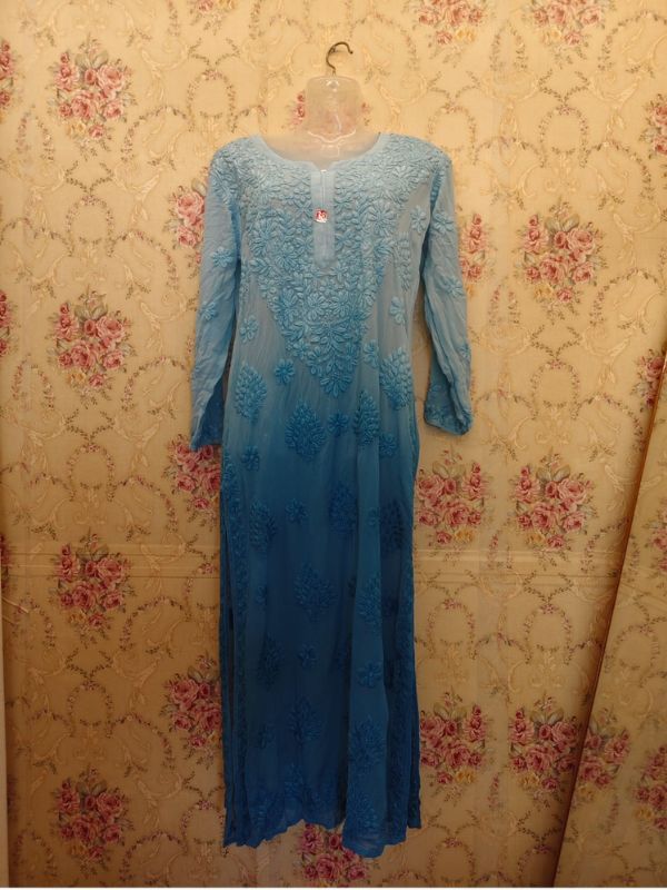 CHIKANKARI Viscose Georgette 6D work shaded top - Image 3