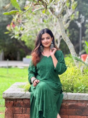 chikenkari modal top and bottom -Green