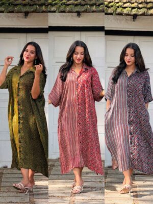 Khaftan shirt in pure modal silk -2 SIDE PATTERN